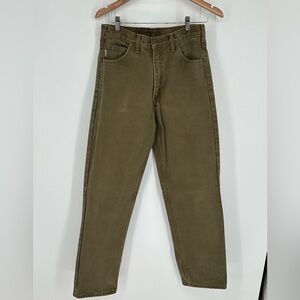 Men's Sz 28x33 Carhartt Flannel Lined Straight Leg Tan Brown Jeans Q4